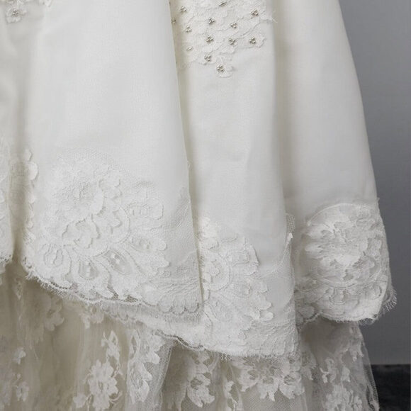 Vintage 60s White Beaded Lace Skirt Wedding Gown Size XS - Picture 3 of 12